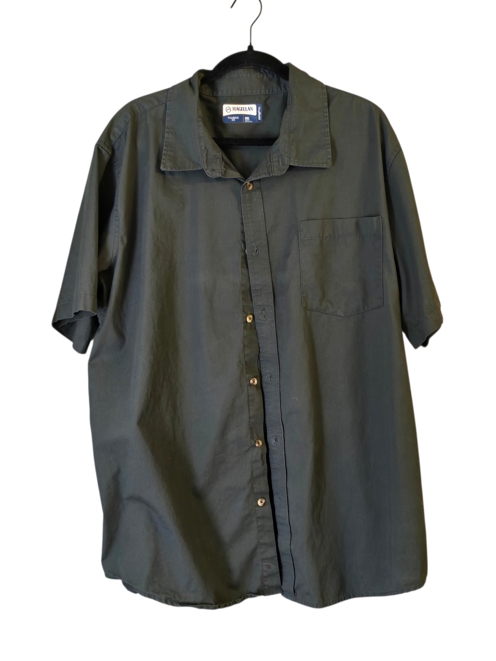 Magellan Outdoors Short-Sleeve Button-Down Shirt in Charcoal - Picture 2 of 8